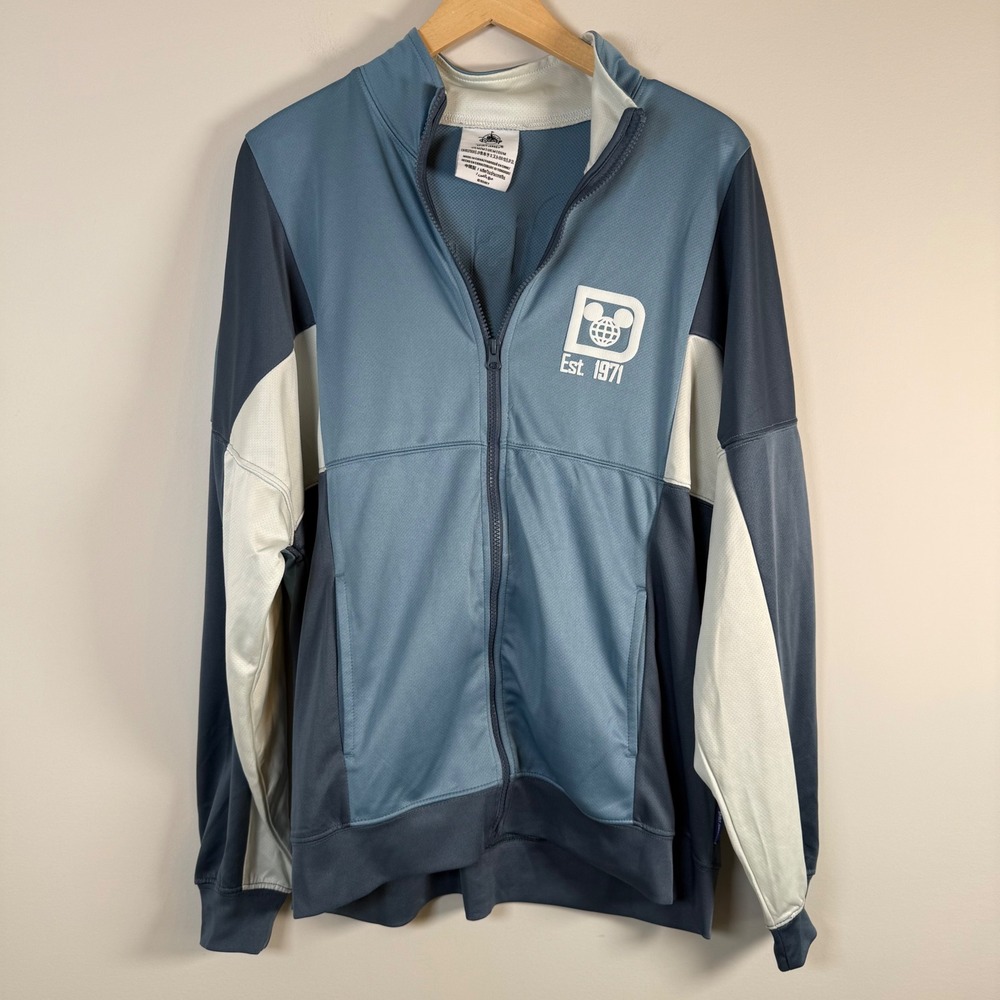 Disney Spirit‎ Jersey Track Jacket Zip Up Medium Blue Walt Disney World Est 1971